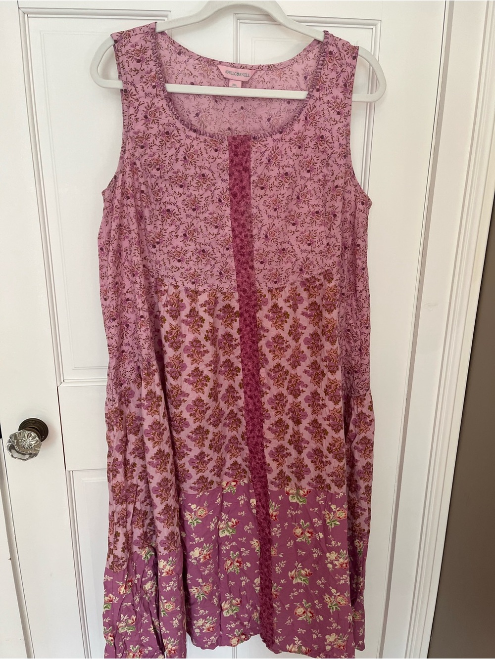 April Cornell XXL NWOT Sleeveless Pink Floral Patchwork Dress